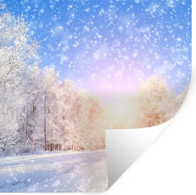 Produktbild von MuchoWow® Wandtattoo Wandsticker Wandaufkleber Schnee - Sonne - Winter 30x30 cm Selbstklebend und Repositionierbar - Repositionierbar - Wasser abweisend