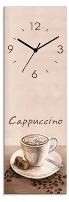 Produktbild von ARTland Glas Wanduhr Quarzuhr - schwarzer Zeiger Cappuccino - Kaffee Größe: 20x60 cm