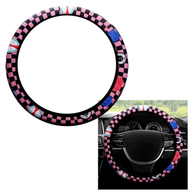 Produktbild von Universal Winter Lenkradbezug Fell Lenkradhülle Lenkrad Fellbezug Lenkradschoner Lenkrad Uberzug Plüsch Atmungsaktiv Lenkradschutz (36-39cm) (Rosa)