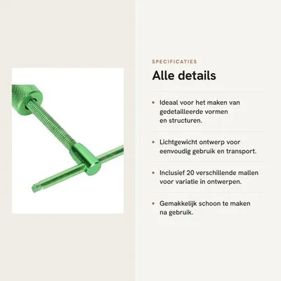 Imagen del producto de Kit de extrusión Klei: Pinza rotatoria, escultura cerámica, acero, 20 moldes, 122 g, ligero