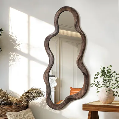 Produktbild von Asymmetrischer Wandspiegel mit Holzrahmen zur Dekoration