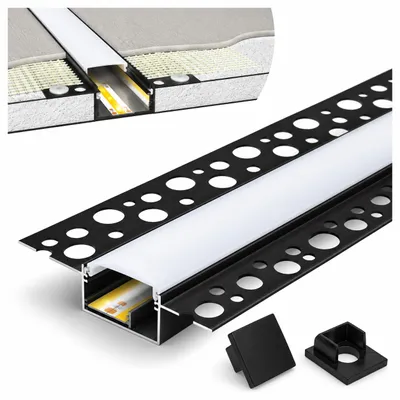 Produktbild von MasterLED LED-Trockenbauprofil Alu Schwarz 1 m mit Abdeckung für 10 mm LED-Band