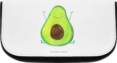 Produktbild von Mr. & Mrs. Panda Organizer Avocado Glücklich - Weiß - Geschenk, Kulturtasche, Freude, kulturtäschchen, Veggie, Chaos, aufbewahrungstasche, Frucht, Kosmetiktasche