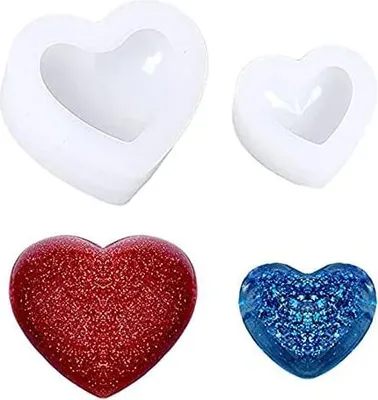 Produktbild von Herzförmige Silikonform, 2 Stück 3d Liebe Herzform Silikonform Geometrisches Herz Silikonform Aus Epoxidharz Für DIY Hausgemachte Seifen