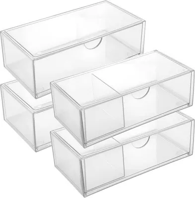 Immagine prodotto di 4 pezzi di organizer trasparenti per trucchi in acrilico, impilabili