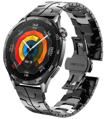 Zdjęcie produktu dla Bransoleta do zegarka wykonana ze stali nierdzewnej - kompatybilna z Huawei Watch 4/4 Pro - kolor czarny - zapięcie typu "dorn" - uniseks