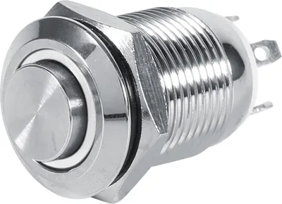 Obrázek produktu pro 12 mm vodotěsný kovový momentový spínač, zapuštěný, 4pólový, bílá LED, 3 V