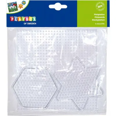 Zdjęcie produktu dla Płytka do naprasowywania koralików 3 sztuki - duży kwadrat - 15 x 15 cm oraz mniejsza gwiazda i sześciokąt