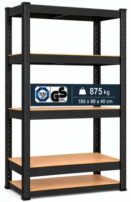 Zdjęcie produktu dla Regał metalowy - Stojak na wiele półek - Antracyt - 180 x 90 x 40 cm - Nośność 875 kg - Do piwnicy i garażu