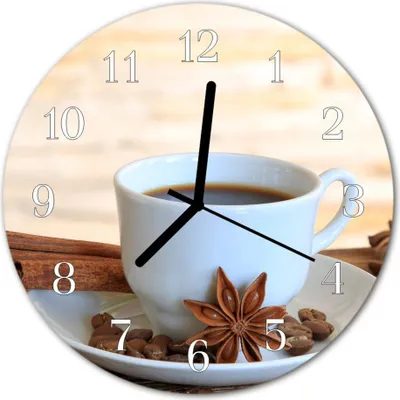 Produktbild von Glasuhr Wanduhr Küchenuhr Echt-Glas 30fi cm Kaffee weiß