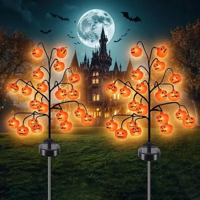 Productafbeelding van Halloween Decoratie Zonne-Verlichting voor Buiten met 20 LED Pompoenen - Waterdichte Tuinlampen voor een Spookachtige Sfeer