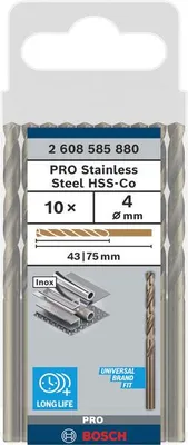 Imagen del producto de Broca para metal, HSS-Co, estándar, 4 x 43 x 75 mm