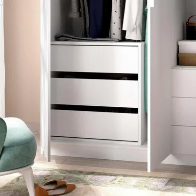 Image de Ackerman - Commode, 60x40x60h cm Blanc, 3 Tiroirs