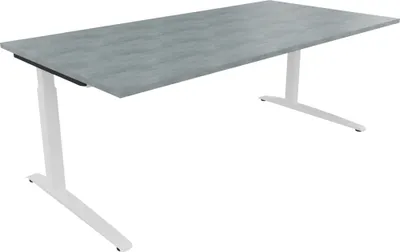Produktbild von Schreibtisch Kufe Einzels. Quadrat B2000xT1000xH650-850 ws/Beton hell