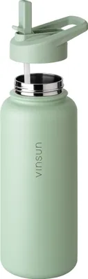 Produktbild von Trink Flasche Edelstahl 750ml Thermoflasche Sport Gym isoliert Strohhalm Vinsun