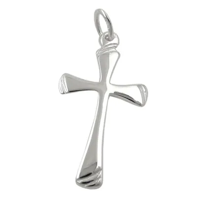 Produktbild von Anhänger 22x13mm Kreuz glänzend gerillt Silber 925 silber 22x13mm