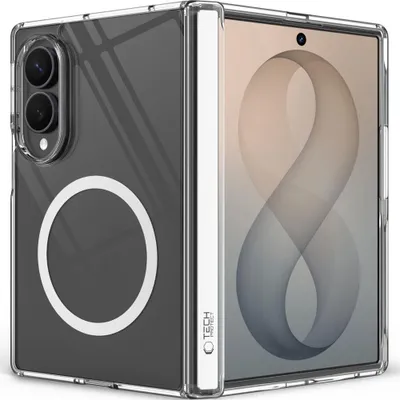 Productafbeelding van Telefoonschaal voor de Galaxy Z Fold8, Tech-Protect MagPeak met MagSafe, transparant wit