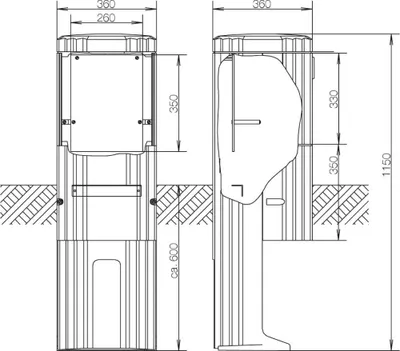Produktbild von ABN Freiluftsäule SL115P FB1BH2 H 1150mm 1fach.schl.
