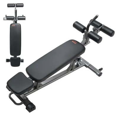 Obrázek produktu pro VEVOR Lavice na sit-upy, lavice na posilování břišních svalů, 4stupňově výškově nastavitelná (1630 x 620 x 1055 cm), posilovač zad (nosnost 454 kg) pro domácí trénink, do posilovny, silový trénink, posilování celého těla