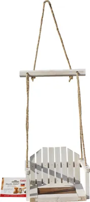 Produktbild von Elmato 12933 Hängeschaukel Nagerschaukel Etage Futter für Nager und Vögel, Zubehör weiß 24x15x17cm