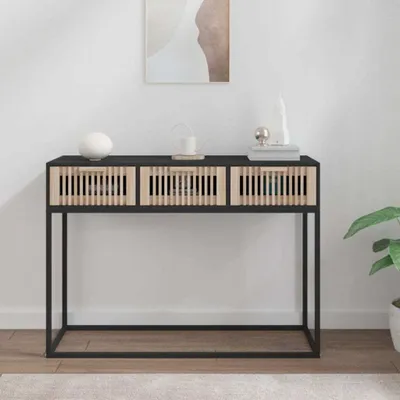 Produktbild von Design Konsolentisch Schwarz 105x30x75 cm Holzwerkstoff und Eisen, Beistelltische 2024 Neu