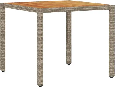 Image de vidaXL Table de jardin avec plateau en acacia gris 90x90x75 cm Poly rotin