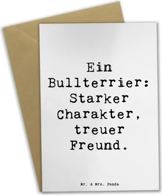 Produktbild von Mr. & Mrs. Panda babykarte Spruch Bullterrier Freund - Weiß - Geschenk, osterkarte, einladungskarten, Hunderasse, glückwunschkarten, unerschütterliche Liebe, Loyalität