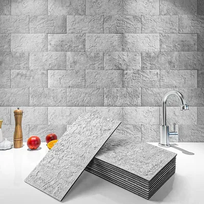 Produktbild von mormark PVC Fliesen, Granit Optik, 15,6x7,6 cm, selbstklebend, kratzfest, stoßfest, für Wand & Küchenrückwand, 10 Stück (0,12 qm), zuschneidbar, für glatte/leicht strukturierte Oberflächen