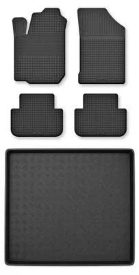 Produktbild von Gummimatten + Kofferraumwanne für Citroen Berlingo III 2018- (5-Sitzer) – Schwarz, Semi-Universal, angepasst – Wielganizator Semi-Universal