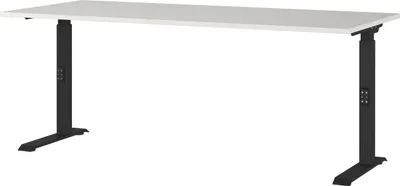 Schreibtisch höhenverstellbar 180x91x80 cm lichtgrau/schwarz