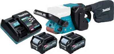 Produktbild von Makita BS 001 GD201 Akku Bandschleifer 40 V max. 76 x 533 mm Brushless + 2x Akku 2,5 Ah + Ladegerät