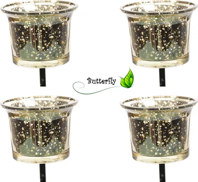 Produktbild von Windlicht Glas zum Stecken 10cm, 4 Stück, Farbe:silber
