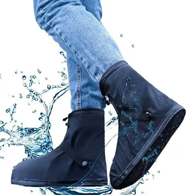 Immagine prodotto di Copriscarpe impermeabili XL - Nero - Antiscivolo - Riutilizzabili - Con cerniera e cordino