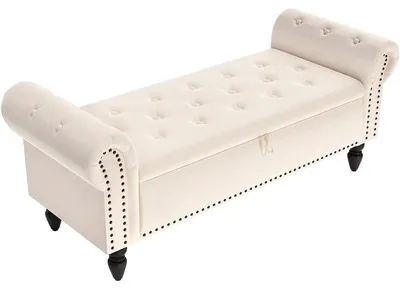 Produktbild von Bank mit Stauraum CHY-7006, Belastbarkeit 168 kg, 133 x 53 x 46 cm, beige
