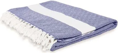 Immagine prodotto di Coperta in cotone Lumaland Copriletto dai colori vivaci in cotone 100% di alta qualità, circa 200 x 240 cm, blu navy