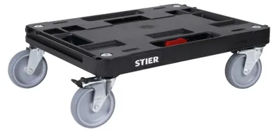 Produktbild von STIER Systainer-Rollbrett RB BLACK-Edition für alle T-Loc Systeme und Systainer³, 100 kg Tragkraft, mit 2 stabilen Griffen, praktische Durchführung für Spanngurte