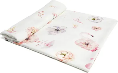 Produktbild von Bambus-Wickeltuch - Flamingos 110x110