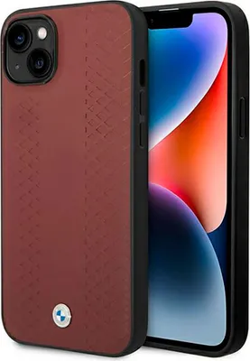 Obrázek produktu pro Kožené pouzdro Bmw s diamantovým vzorem pro Iphone 14 - vínové