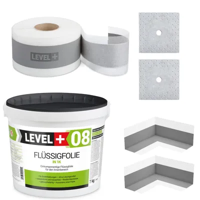 Obrázek produktu pro Hydroizolační sada Tekutá fólie 7kg Těsnicí páska 5mb - LEVEL+ SET05