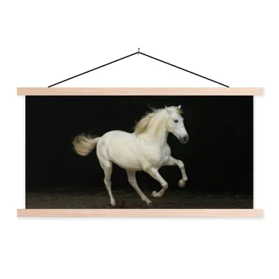 Produktbild von MuchoWow® Textilposter Pferd - Sand - Weiß 120x60 cm mit holzfarbenen Rahmen - Klemmleiste