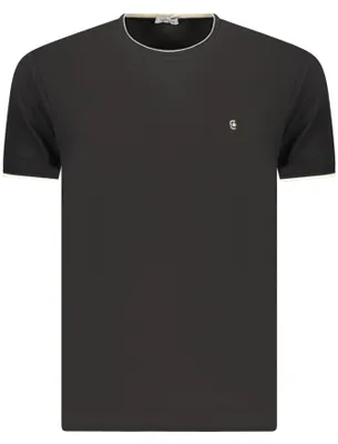 Image de T-shirt à manches courtes pour homme, noir, avec broderie et détails contrastés