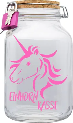 Produktbild von Spardose Geld Geschenk Ideen Einhorn Kasse Transparent Größe XXL 3 Liter