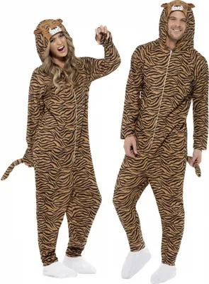 Produktbild von Tiger Onesie Uni als Tierkostüm mit Reißverschluss für Fasching Größe: L