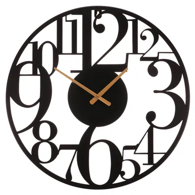 Productafbeelding van Wandklok Autronic diameter 60 cm-metaal-grote cijfers-zwart (HW4018)