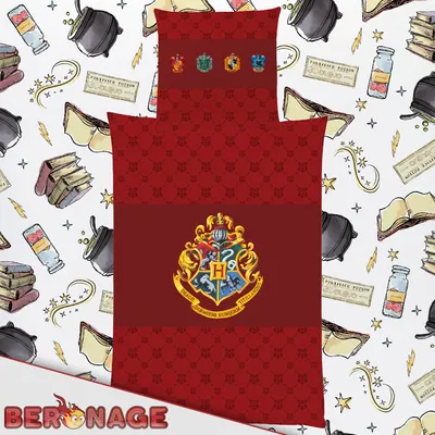 Produktbild von Harry Potter Bettwäsche Zauberschule Rot Linon / Renforcé