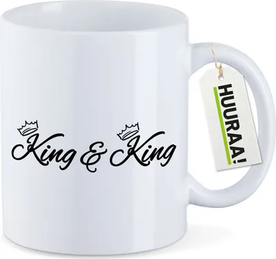 Produktbild von Huuraa Kaffeetasse King Paar Krone 330ml Weiß Keramik Kaffeebecher Geschenkidee