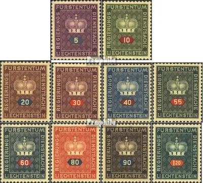 Produktbild von Briefmarken Liechtenstein 1950 Mi D35-D44 (kompl.Ausg.) postfrisch Dienstmarken