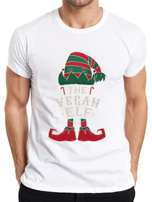 Obrázok produktu pre Vegánsky škriatok Veganer - vianočný darček Vianočné pánske tričko, biele, 3XL