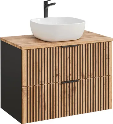 Zdjęcie produktu dla Szafka pod umywalkę XILO BLACK WOTAN 82 80cm czarna/dąb