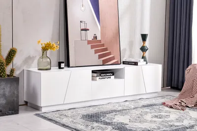Produktbild von okwish moderner TV-Schrank 170*37*42 cm, hergestellt aus hochwertigem MDF-Material, mit diagonaler Verbindung und modischem Design, das Ihrem Zuhause ein modisches Element verleiht.